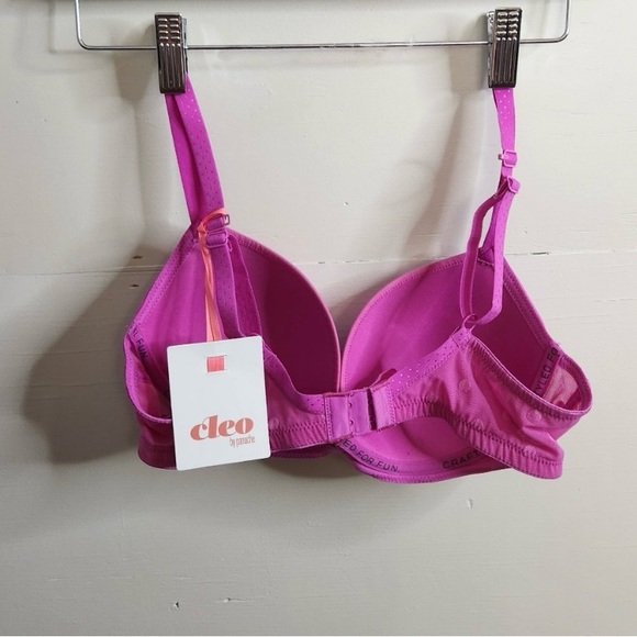 Cleo Panache 9511 Koko Spirit Underwire T-shirt Plunge Bra 32D Hot Pink Padded - Picture 3 of 7